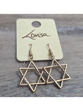 Lovisa Star of David Drop Gold  Color Earrings - New